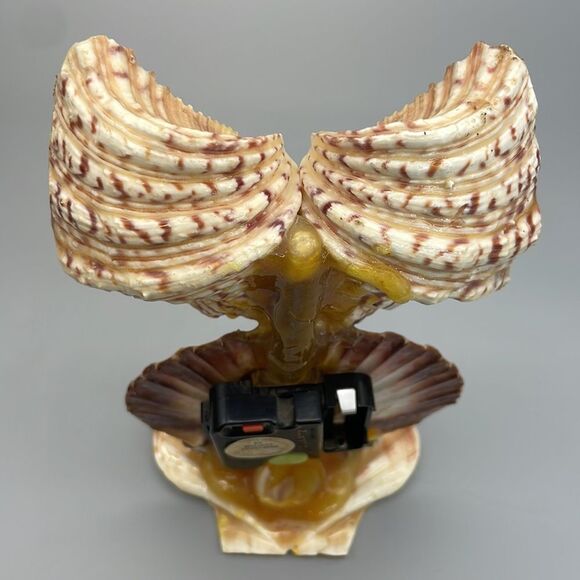 Vintage Owl Shell Art Clock Handmade Kitsch Souvenir 1970s - Picture 14 of 16